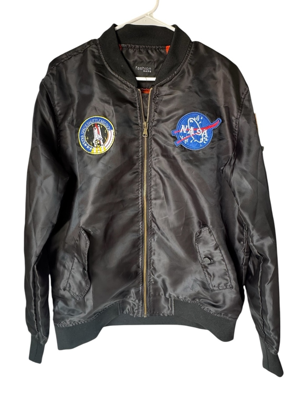 Fashion Japan Women’s S Black Bomber Jacket with NASA Patches MINTY
